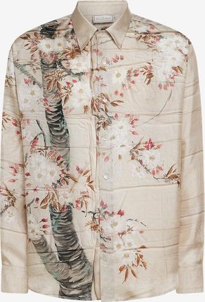 Pierre-Louis Mascia Lang&auml;rmliges Seidenhemd mit Print Aloe