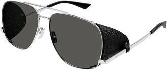Saint Laurent Mens Black Aviator Sunglasses SL653LEONLEATHERSPOILER 001