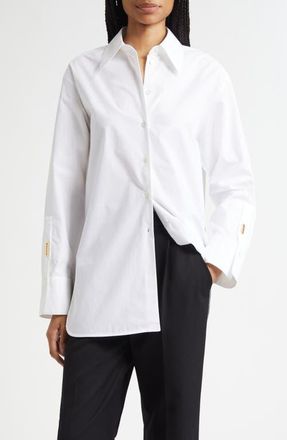 Emporio Armani Poplin Button-Up Shirt in Optical White at Nordstrom, Size 14 Us