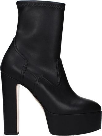 Casadei Black Leather Ankle Womens Boots