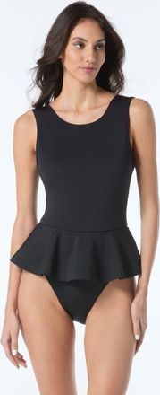 Vince Camuto Scuba Knit Skirted One Piece Swimsuit in Black at Nordstrom, Size 10
