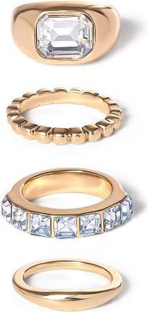 Jessica Simpson Gold-Tone Ring Set of 4 with Rhinestones at Nordstrom