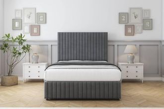 Comfort Beds Khloe Coniston Divan Set No Drawers-26 Headboard-Footboard in Dark Grey | Size: Single