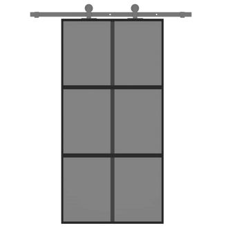 Berkfield Home Sliding Door Black 102.5x205 cm Tempered Glass & Aluminium