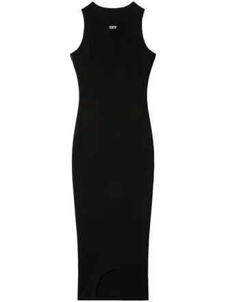 Off-white ribbed sleeveless dress - women - Cotton/Elastane - 38 - Black