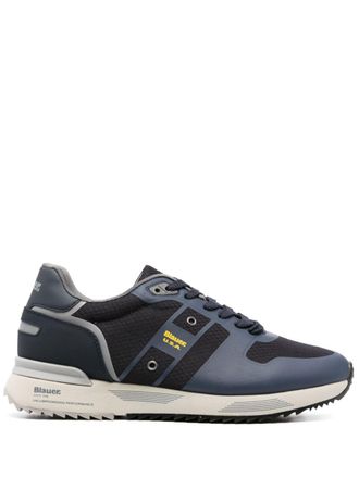 Blauer logo-patch lace-up sneakers - men - Calf Leather/Polyurethane/Fabric/Fabric/Rubber - 45 - Blue
