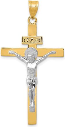 Diamond2Deal 14k Two-tone Gold INRI Crucifix Pendant