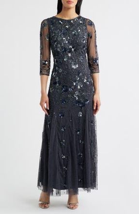 Pisarro Nights Beaded Floral Gown in Griffin at Nordstrom Rack, Size 10