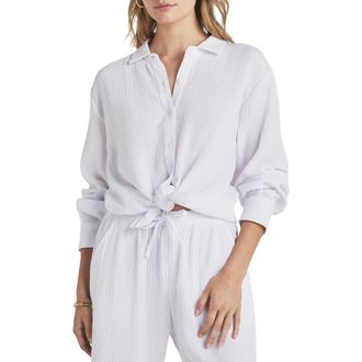 Splendid Adele Oversize Cotton Gauze Button-Up Shirt in White at Nordstrom Rack, Size Medium