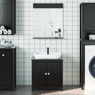vidaXL Vidaxl - Juego De Muebles De Ba&ntilde;o Berg 2 Pzas Madera Maciza Pino Negro