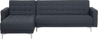 Beliani Beliani - Modular Right Hand L-Shaped Corner Sofa Bed Dark Grey Fabric Tufted Aberdeen