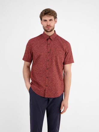 Lerros Kurzarmhemd LERROS Halbarmhemd mit Minimalmuster, Herren, Gr. 3XL, Normalgr&ouml;ssen, earth rot, 100% Baumwolle, Hemden Kurzarmhemd