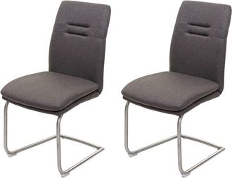 Hhg Hhg - Nunca Usado] Juego De 2 Sillas De Comedor 930, Silla De Cocina Basculante, Tela/textil Acero Inoxidable Cepillado, Gris-marr&oacute;n