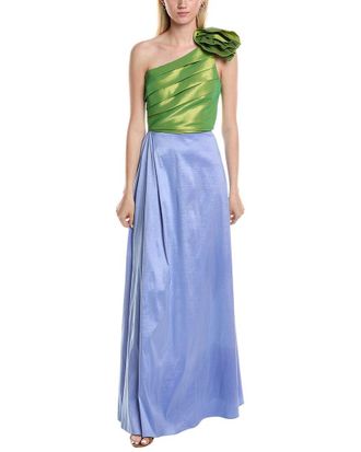 Rene Ruiz One-Shoulder Taffeta Gown
