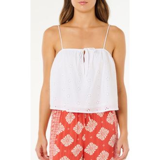 Rip Curl Oasis Floral Broderie Crop Camisole in White at Nordstrom, Size Xx-Small