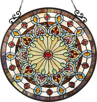 Chloe Lighting HELENA Tiffany-glass Victorian Window Panel 23.5