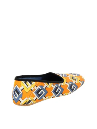 Gucci Geometric G Print Satin Slipper - Orange