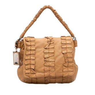 Dolce & Gabbana Pre-owned Ruffled Hobo Bag - Dames - Pre-owned - Bruin - Maat: ONE Size Leer