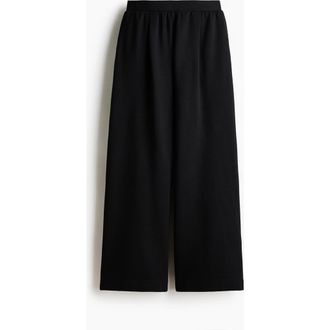 H&M Wide Interlock Joggers in Black at Nordstrom, Size Xx-Large