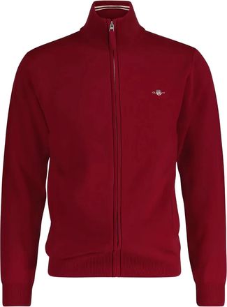 GANT Wollen sweater met rits - Rood