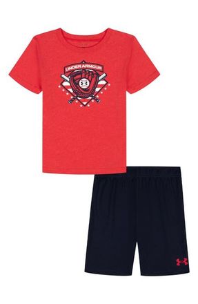 Under Armour UA Baseball T-Shirt & Shorts Set in Red at Nordstrom, Size 12M