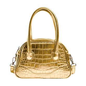 Generic Single Shoulder Solid Color Ladies Crossbody Bag Stone Texture Handbag Fashion Small Square Bag Nine Handbags (Gold, One Size)