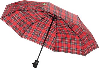 Eco Chic Automatic Umbrella Windproof Strong Compact Folding Travel Umbrella (Tartan Red)