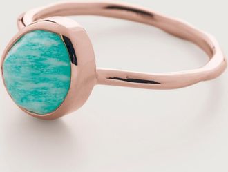 Monica Vinader Rose Gold Siren Gemstone Ring Amazonite
