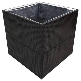 Berkfield Home Beautiful Garden Planter Black 80x80x80 cm Poly Rattan | Size: 80 x 80 x 80 cm