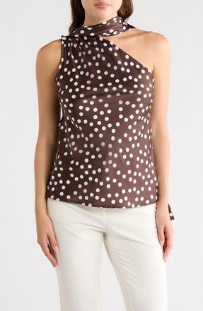 Renee C Scarf Detail One Shoulder Top in Brown at Nordstrom Rack, Size X-Small