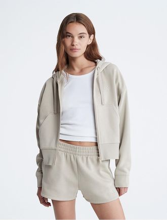 Calvin Klein Womens Archive Logo Fleece Zip Hoodie - Brown - XS