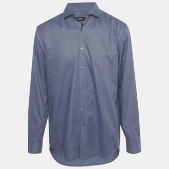 HUGO BOSS Boss By Hugo Boss Blue Cotton Slim Fit Jason Shirt
