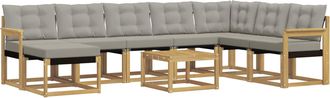 vidaXL Conjunto De Sof&aacute;s De Exterior 9 Uds. Blanco Y Gris Claro Vidaxl