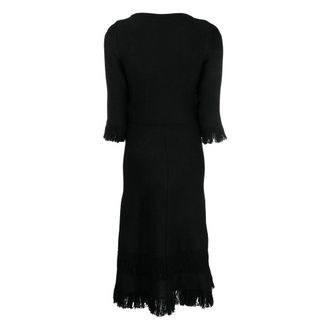 Charlott Fringed-Edge Knit Dress - Black