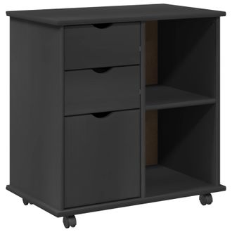 vidaXL Gabinete Rodante Gris 63,5 X 39 X 65,5 Cm Madera De Pino Macizo Vidaxl