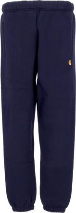 Carhartt Work in Progress Navy/Gouden joggingbroek met elastische tailleband - Heren - Sweatpants - Blauw - XL - Katoen - Broeken