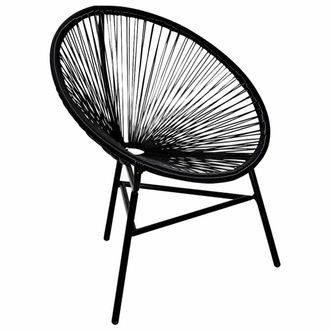 vidaXL Vidaxl - Silla Redonda De Jard&iacute;n Rat&aacute;n Sint&eacute;tico Negro