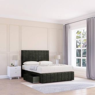 Sloomy California Divan Bed Base Slate Naples No Drawers 12 Footboard & 54 Floor Standing Headboard in Dark Grey | Size: Double