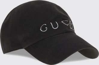 Gucci Cappello da baseball in twill di cotone con logo di strass e visiera rigida