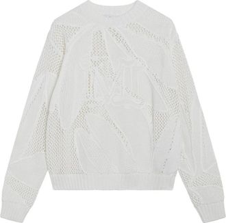 Max Mara Salvo Pointelle Gebreide Trui - Dames - Ronde hals truien - Wit - S - Katoen - Truien & Vesten