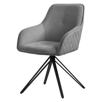 ML Design Silla De Comedor Giratoria Con Respaldo Y Reposabrazos Asiento Gris De Tela Tejida Tapizado Con Patas De Metal Sill&oacute;n Dise&ntilde;o Ergon&oacute;mico Moderno Para S