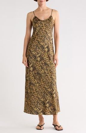AllSaints Bryony Satin Slipdress in Evia Golden Brown at Nordstrom Rack, Size 12 Us / 16 Uk