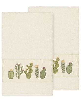 Linum Home Textiles Mila Turkish Cotton 2Pc Embellished Bath Towel Set