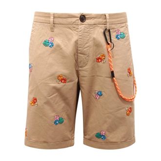 Sun 68 Casual Shorts, male, Beige, Size: W32 Bermuda Chino Embroidery
