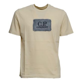 C.P. Company T-Shirts, male, Beige, Size: XL Logo T-shirt