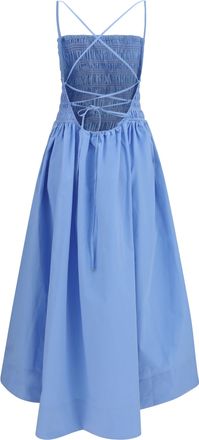 Ganni Womens Poplin Maxi Dress Azurine Cotton