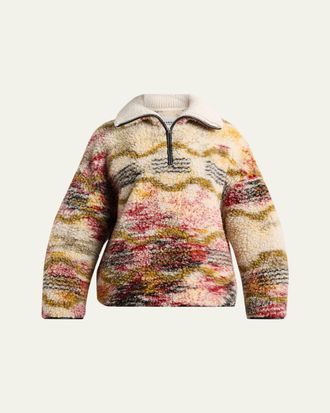 Isabel Marant Marner Cloud-Print Oversized Fleece Jacket
