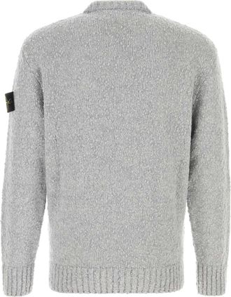 Stone Island Mens Light Grey Wool Blend Sweater Exterior: Nylon Maglieria