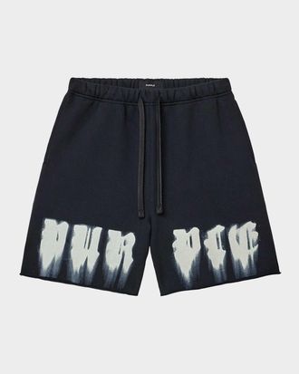Purple Men & apos;s Paint Overlay Heavyweight Fleece Shorts