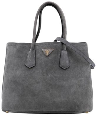Prada 2000-2025 Medium Scamosciato Double satchel - Grey